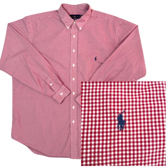 Ralph Lauren Classic Fit Red and White Gingham Button Down Shirt Size XXL - Picture 1 of 7